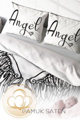 Lastikli Çarşaflı %100 Pamuk Saten Çift Kişilik Nevresim Takımı Angel Wing