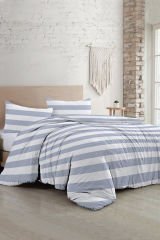 Çift Kişilik Nevresim Seti Sık Dokuma Pamuk Saten 3D Özel Tasarım Soft Strip Luxury(ÇARŞAFSIZDIR)