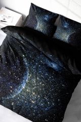 Çift Kişilik Nevresim Seti Sık Dokuma Pamuk Saten 3d Özel Tasarım Star Moon (çarşafsızdır)