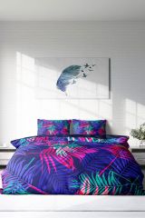 Çift Kişilik Nevresim Seti Sık Dokuma Pamuk Saten 3d Özel Tasarım Palm Color (çarşafsızdır)