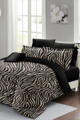 Çift Kişilik Nevresim Seti Sık Dokuma Pamuk Saten 3d Özel Tasarım Zebra Black (çarşafsızdır)