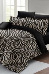 Çift Kişilik Nevresim Seti Sık Dokuma Pamuk Saten 3d Özel Tasarım Zebra Black (çarşafsızdır)
