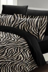 Çift Kişilik Nevresim Seti Sık Dokuma Pamuk Saten 3d Özel Tasarım Zebra Black (çarşafsızdır)