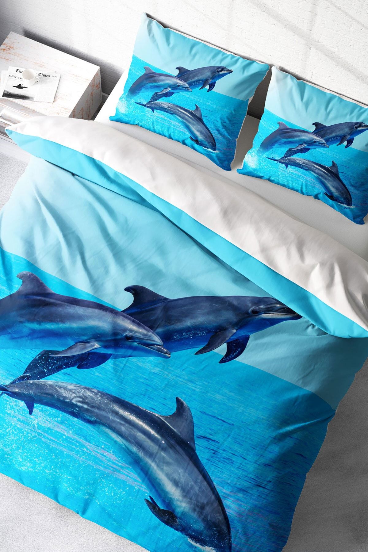 Dolphin3 3d Dijital Baskılı Çift Kişilik Nevresim Takımı