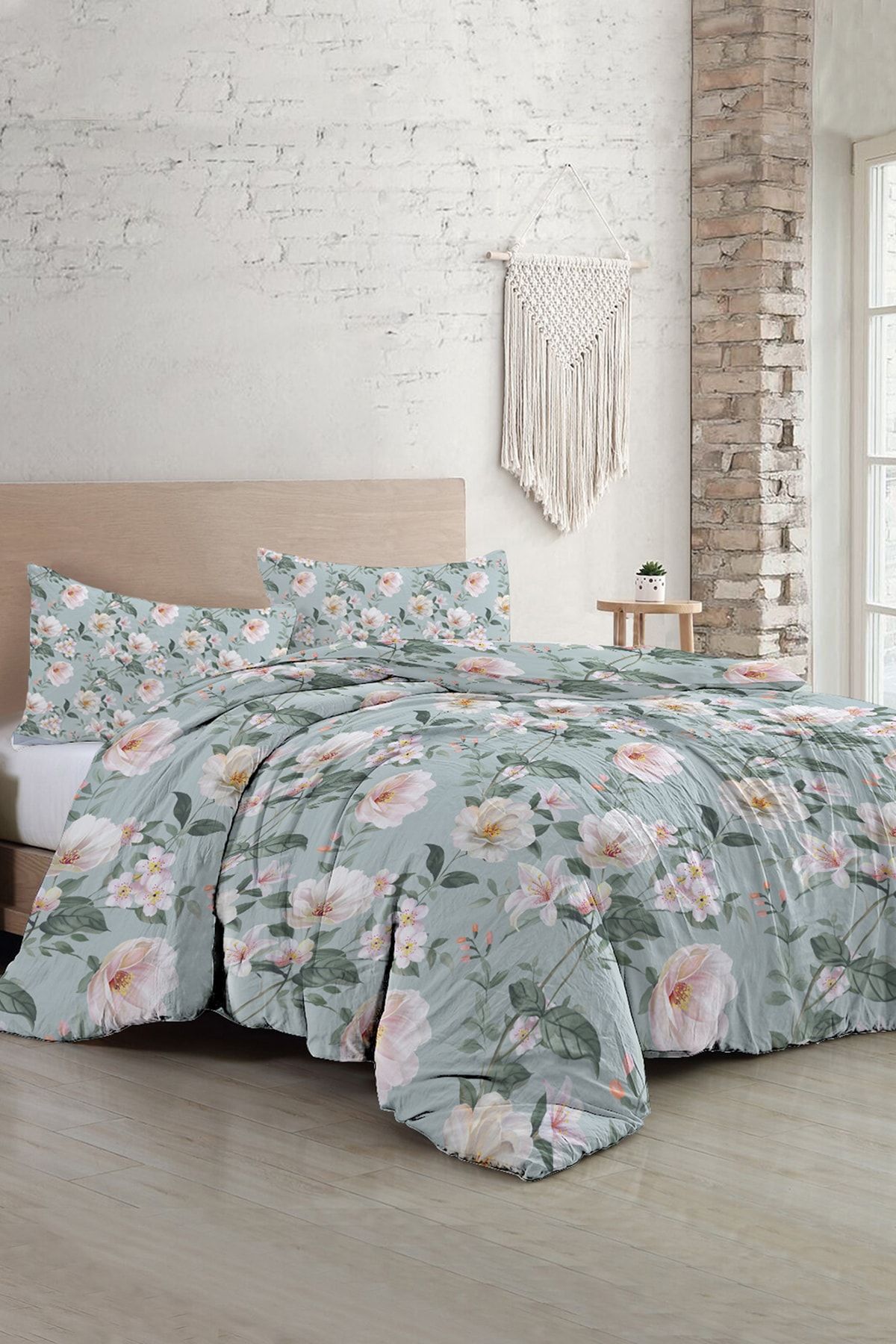 Çift Kişilik Nevresim Seti Sık Dokuma Pamuk Saten 3d Özel Tasarım Spring Fresh Luxury(çarşafsızdır)