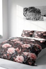 Lastikli Çarşaflı %100 Pamuk Saten Çift Kişilik Nevresim Takımı Roses Garden