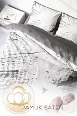 Çift Kişilik Nevresim Seti Sık Dokuma Pamuk Saten 3d Özel Tasarım Lux Marble (çarşafsızdır)