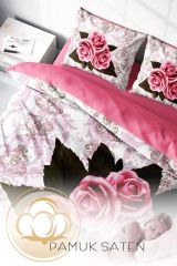 Rose-1008 Naturel Çift Kişilik Nevresim Takımı