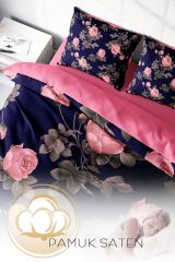 Pembe Noble Roses Naturel Çift Kişilik Nevresim Takımı
