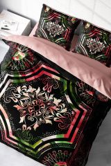 Çift Kişilik Nevresim Seti Sık Dokuma Pamuk Saten 3d Özel Tasarım Roses Pattern (çarşafsızdır)