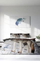Çift Kişilik Nevresim Seti Sık Dokuma Pamuk Saten 3d Özel Tasarım Snowwolf (çarşafsızdır)