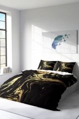 Çift Kişilik Nevresim Seti Sık Dokuma Pamuk Saten 3d Özel Tasarım Black Design (çarşafsızdır)