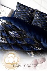Çift Kişilik Nevresim Seti Sık Dokuma Pamuk Saten 3d Özel Tasarım Blue Suite (çarşafsızdır)