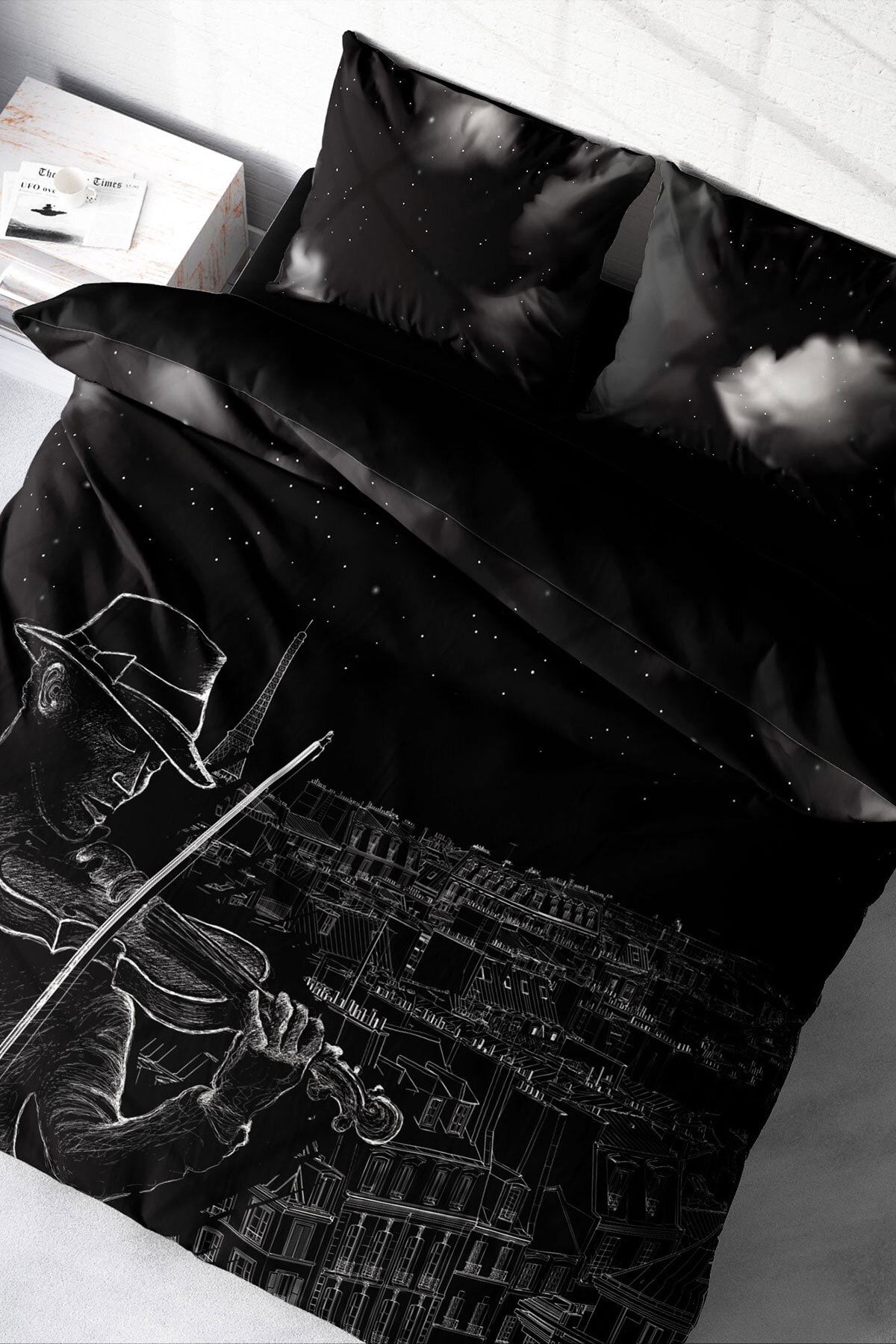 Night City 3d Pamuk Saten Çift Kişilik Nevresim Takımı