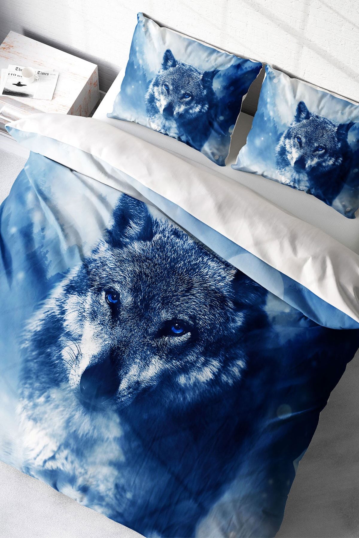 Lonely Wolf Naturel Çift Kişilik Nevresim Takımı