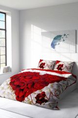 Çift Kişilik Nevresim Seti Sık Dokuma Pamuk Saten 3d Özel Tasarım Heart Rose (çarşafsızdır)