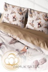 Parrot Land Naturel Çift Kişilik Nevresim Takımı