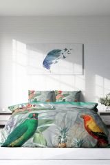 Parrot World Naturel Çift Kişilik Nevresim Takımı