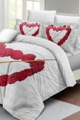 Çift Kişilik Nevresim Seti Sık Dokuma Pamuk Saten 3d Özel Tasarım Raspberry Heart (çarşafsızdır)