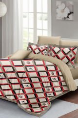 Lastikli Çarşaflı %100 Pamuk Saten Çift Kişilik Nevresim Takımı Geometric Design