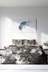 Lastikli Çarşaflı %100 Pamuk Saten Çift Kişilik Nevresim Takımı Gray Casual