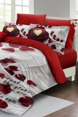 Çift Kişilik Nevresim Seti Sık Dokuma Pamuk Saten 3d Özel Tasarım Love Poem (çarşafsızdır)