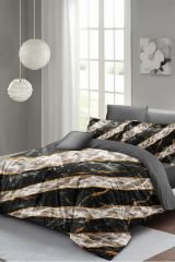 Çift Kişilik Nevresim Seti Sık Dokuma Pamuk Saten 3d Özel Tasarım Zebra Marble(çarşafsızdır)
