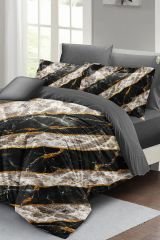 Çift Kişilik Nevresim Seti Sık Dokuma Pamuk Saten 3d Özel Tasarım Zebra Marble(çarşafsızdır)