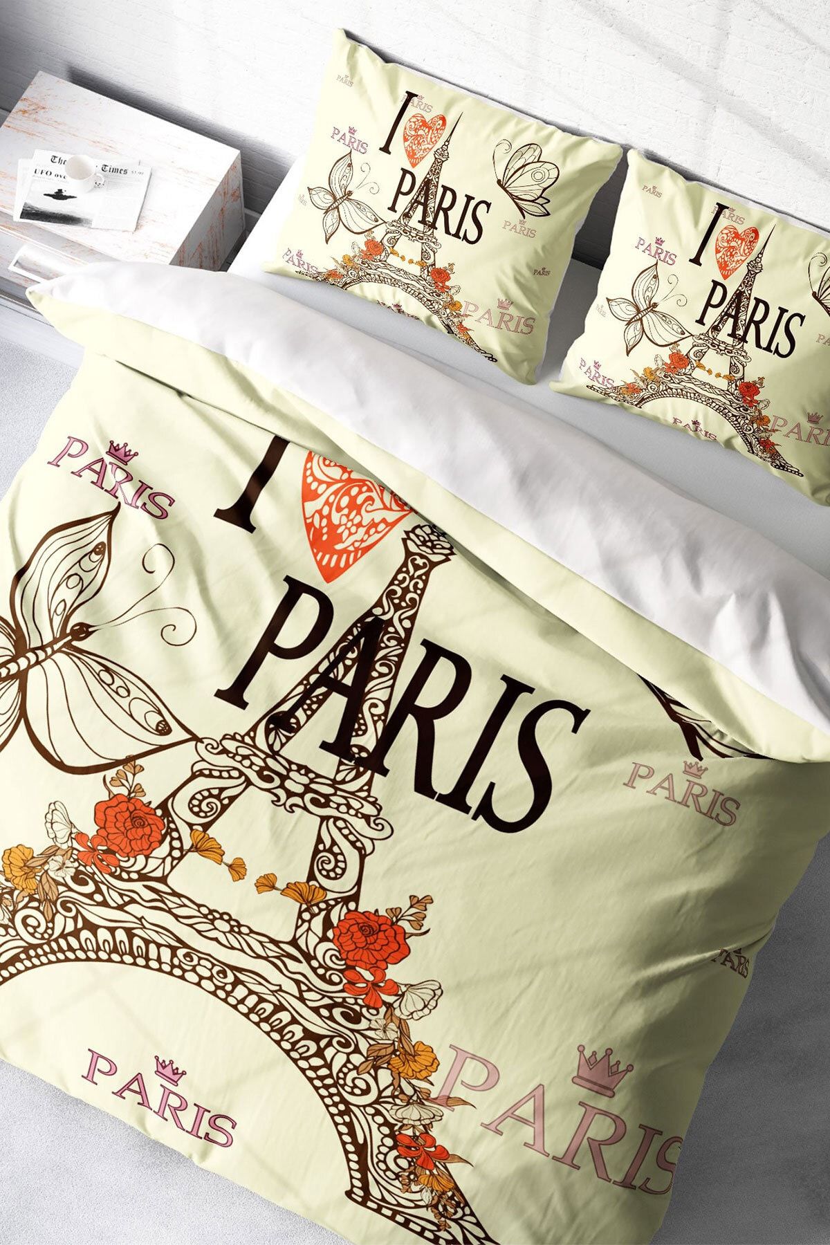 I Love Paris Romantik Çift Kişilik Nevresim Takımı