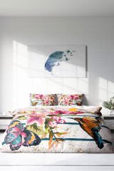 Lastikli Çarşaflı %100 Pamuk Saten Çift Kişilik Nevresim Takımı Bird & Butterfly