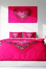 Çift Kişilik Nevresim Seti Sık Dokuma Pamuk Saten 3d Özel Tasarım Pink Valentine (çarşafsızdır)