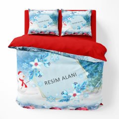 MonoHome Kişiye Özel Çift Kişilik Nevresim Takımı Yılbaşı Tema-7