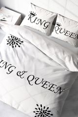 Çift Kişilik Nevresim Seti Sık Dokuma Pamuk Saten 3d Özel Tasarım White King-queen (çarşafsızdır)