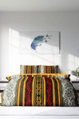 Lastikli Çarşaflı %100 Pamuk Saten Çift Kişilik Nevresim Takımı Ribbon Baroque Style