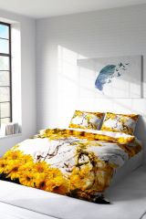 Çift Kişilik Nevresim Seti Sık Dokuma Pamuk Saten 3d Özel Tasarım Yellow Daisy (çarşafsızdır)