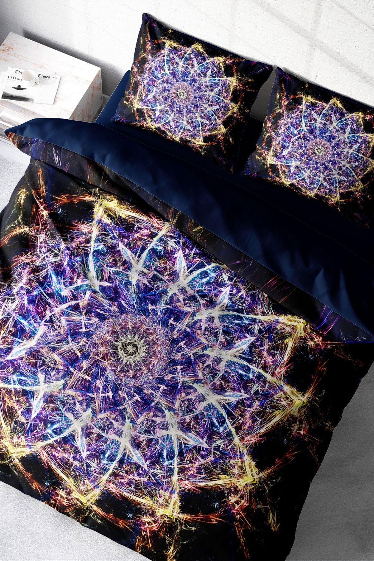 Çift Kişilik Nevresim Seti Sık Dokuma Pamuk Saten 3d Özel Tasarım Mandala 1 (çarşafsızdır)