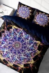 Çift Kişilik Nevresim Seti Sık Dokuma Pamuk Saten 3d Özel Tasarım Mandala 1 (çarşafsızdır)