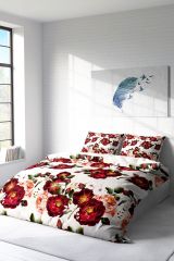 Çift Kişilik Nevresim Seti Sık Dokuma Pamuk Saten 3d Özel Tasarım Red Rose Naturel (çarşafsızdır)