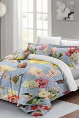 Lastikli Çarşaflı %100 Pamuk Saten Çift Kişilik Nevresim Takımı Rose Mix