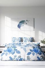 Çift Kişilik Nevresim Seti Sık Dokuma Pamuk Saten 3d Özel Tasarım Blue Rose Freshness(çarşafsızdır)