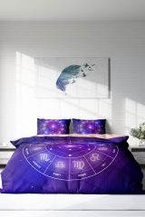 Çift Kişilik Nevresim Seti Sık Dokuma Pamuk Saten 3d Özel Tasarım Astroloji (çarşafsızdır)