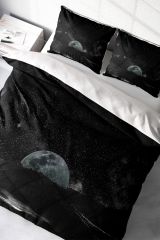 Çift Kişilik Nevresim Seti Sık Dokuma Pamuk Saten 3d Özel Tasarım Dark Moon (çarşafsızdır)