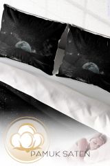 Çift Kişilik Nevresim Seti Sık Dokuma Pamuk Saten 3d Özel Tasarım Dark Moon (çarşafsızdır)