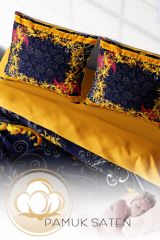 Çift Kişilik Nevresim Seti Sık Dokuma Pamuk Saten 3d Özel Tasarım Golden Baraque (çarşafsızdır)