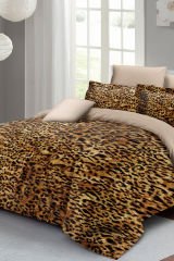 Leopar Çift Kişilik Nevresim Takımı Özel Dokuma Pamuk Saten Golden Leopard