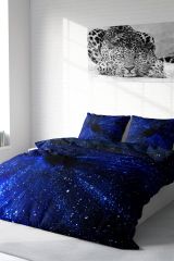 Çift Kişilik Nevresim Seti Sık Dokuma Pamuk Saten 3d Özel Tasarım Blue Night (çarşafsızdır)