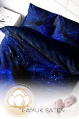 Çift Kişilik Nevresim Seti Sık Dokuma Pamuk Saten 3d Özel Tasarım Blue Night (çarşafsızdır)