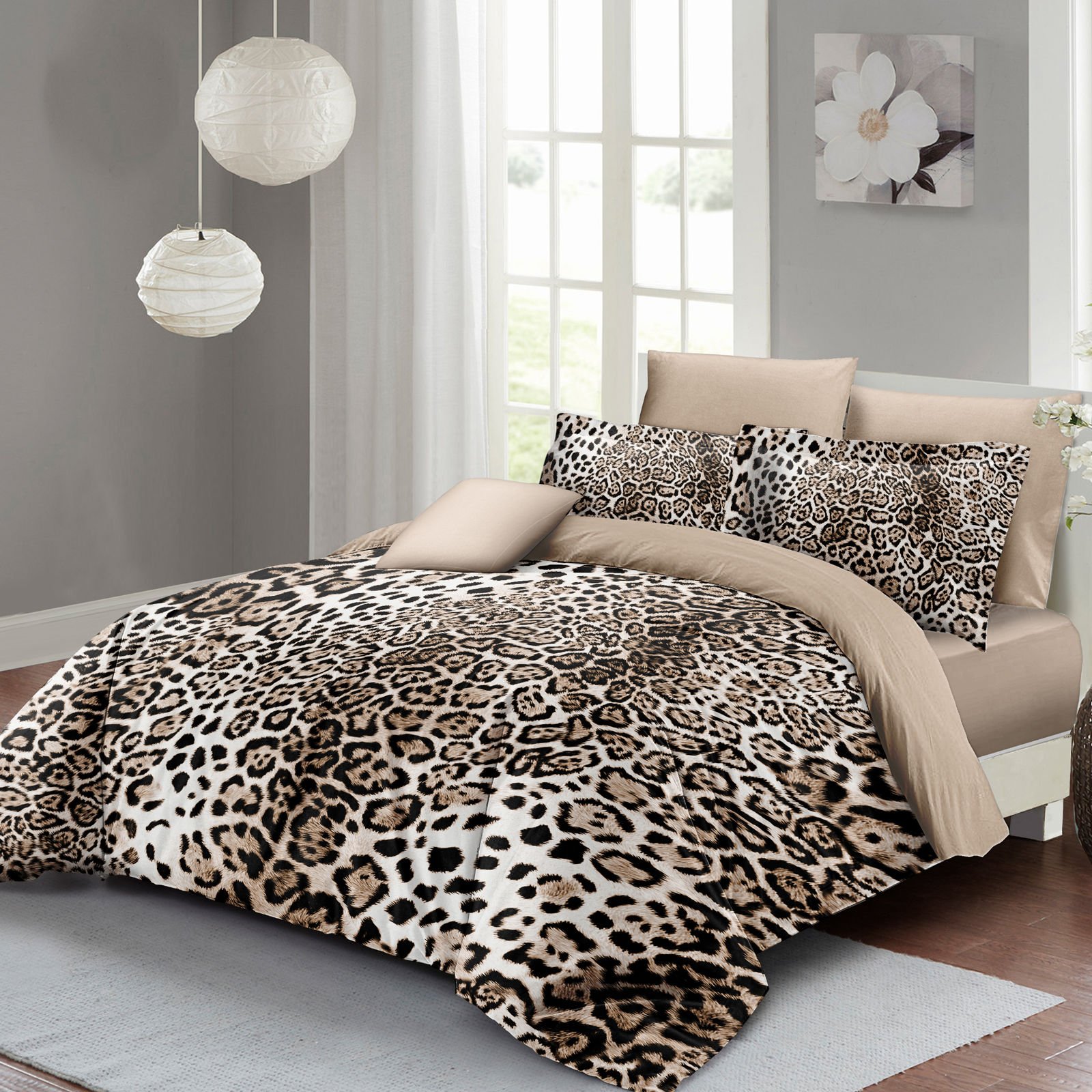 Leopar Çift Kişilik Nevresim Takımı Özel Dokuma Pamuk Saten Classical Leopard