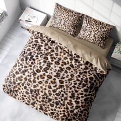 Leopar Çift Kişilik Nevresim Takımı Özel Dokuma Pamuk Saten Small Leopard