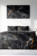 Lastikli Çarşaflı %100 Pamuk Saten Çift Kişilik Nevresim Takımı Lux Marble